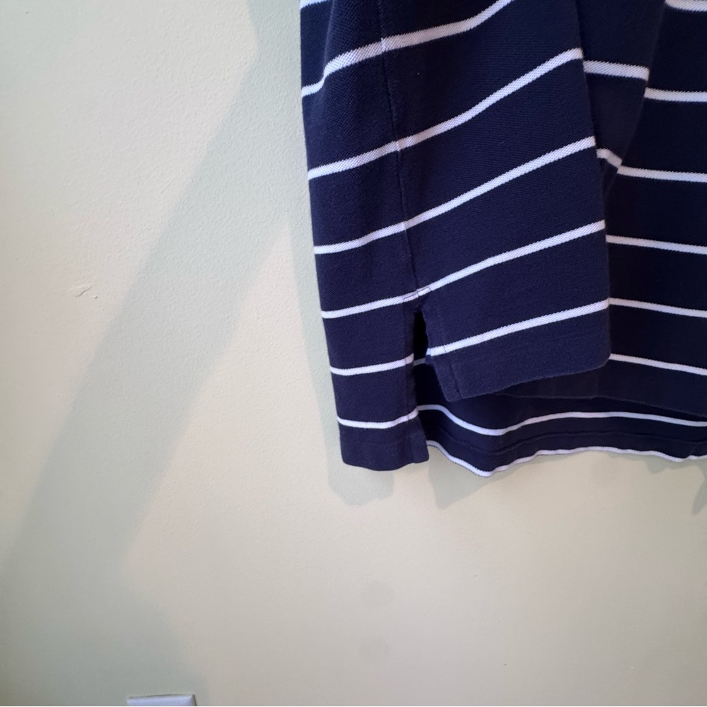 Polo Ralph Lauren Polo Shirt Blue Striped White Pony Cotton Mens Large Classic - Picture 6 of 9